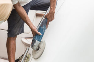 Man working on a boat